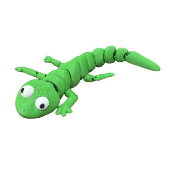 

3D Printed Lizard Figurine Cute Articulated Movable Reptile Sculpture Collectible Flexible Animal Fidget Toy for Home Office Desktop Decor зелёный