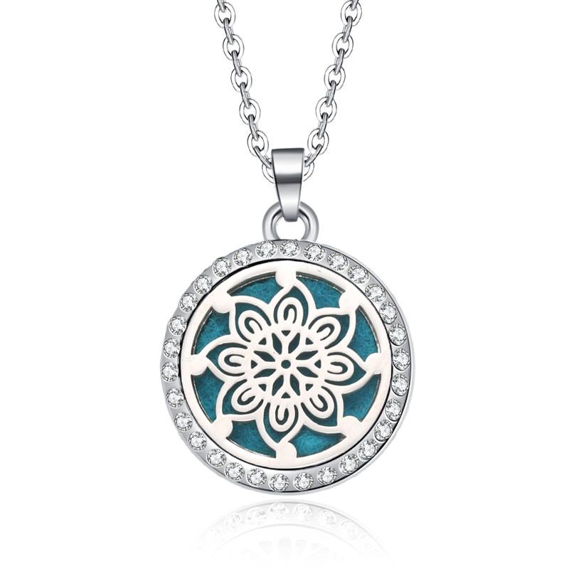 New Stainless Steel Alloy Fashion Aromatherapy Necklace Essential Oil Diffuser Perfume Locket Pendant Women Jewelry Gift