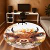 1PC Cow Flowers Cute Round Chair Mat Area Rug - Non-Slip, Floor Mat for Office, Bedroom, Home Decor Christmas Gift C0528047