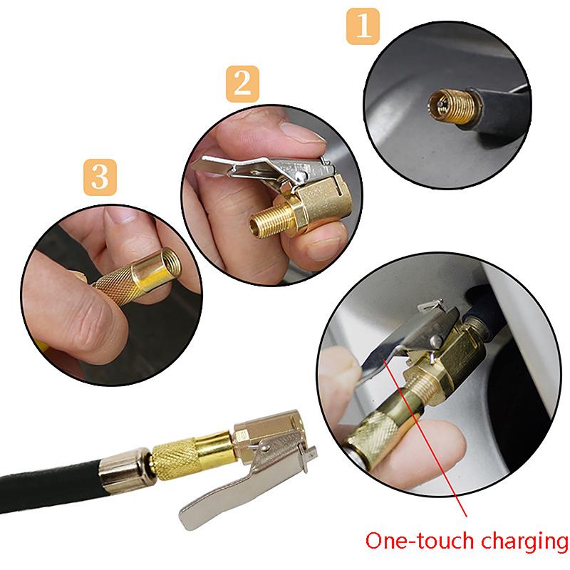 Przenośny Wąż do Pompowania Opon Samochodowych Wąż do Pompowania Złącze Blokujące Głowica Zaciskowa Adapter Akcesoria Samochodowe Compre