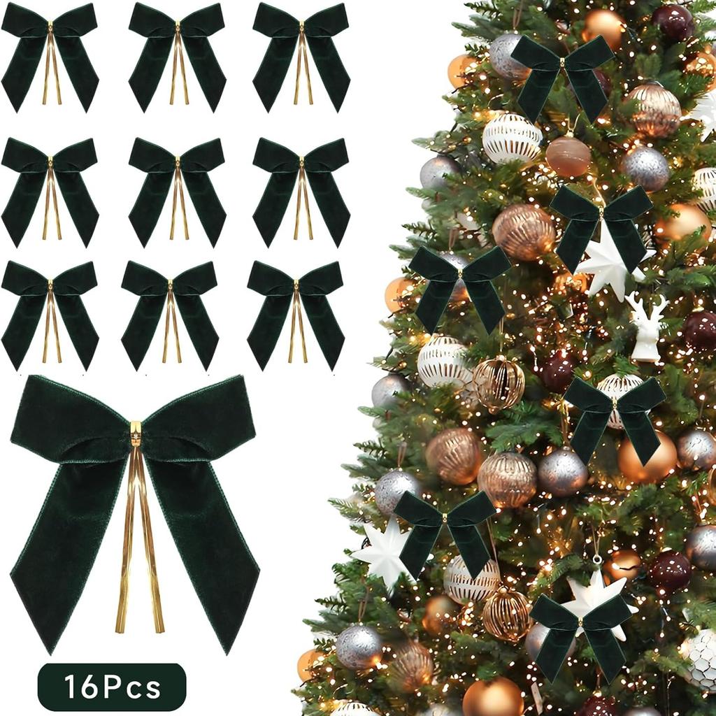 16Pack Red Velvet Christmas Tree Bows Burgundy Small Decorative Twist Tie Ribbons For Wreath Gift Wrapping Decoration