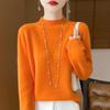 Fashion Wool Sweater Women's Mock-Neck Knitwear Cashmere Pullovers Autumn Winter Long Sleeve Jumpers Clothing Tops