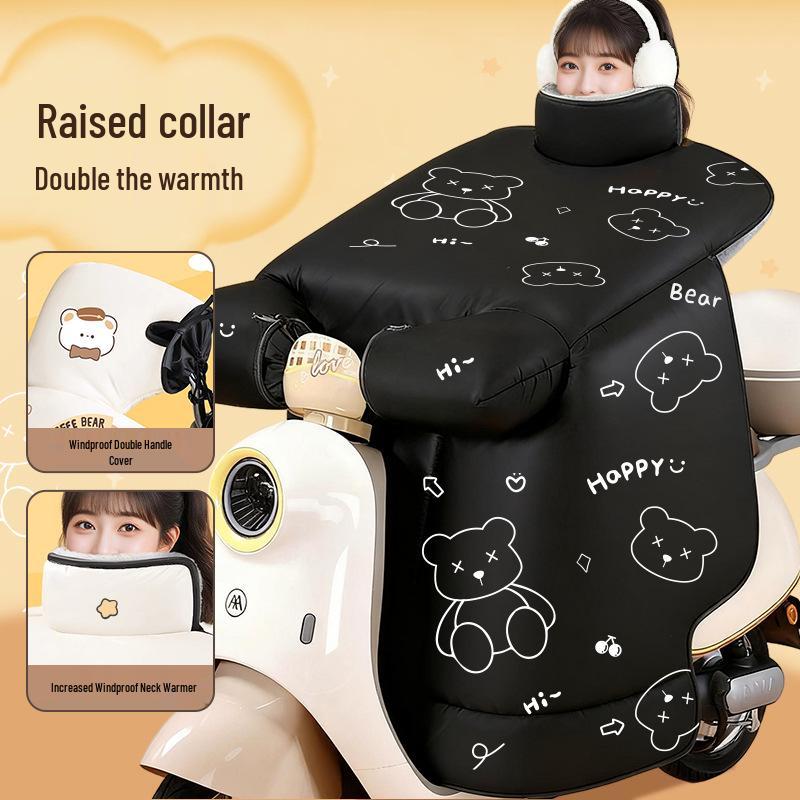 Universal All-Season Windproof Electric Vehicle Windshield with Thick Winter Fleece