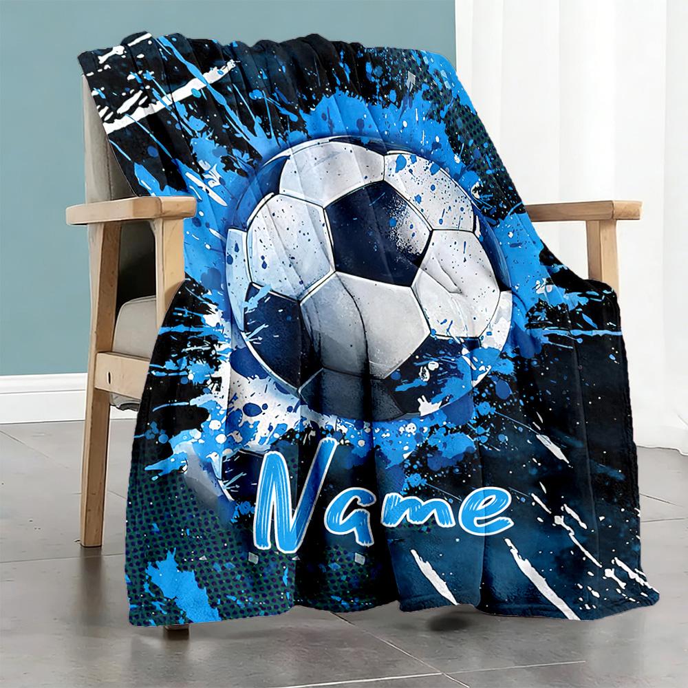 Football78 Customize Your Name Blanket Multi-purpose Customizable Blanket Soft Warm Cozy for Office Bedding Living Room Chair Ideal for All Seasons