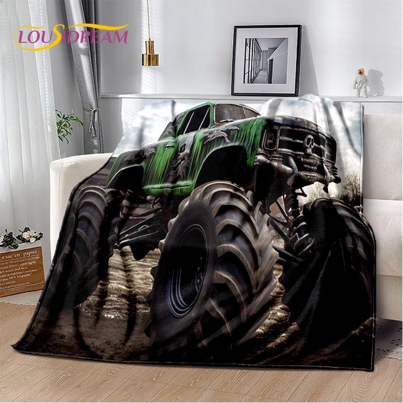 Monster Truck 3D Monster Jam Cartoon Soft Blankets,Keep Warm Throw Blanket Comfortable Blanket for Picnic Beds Sofa Home Bedroom