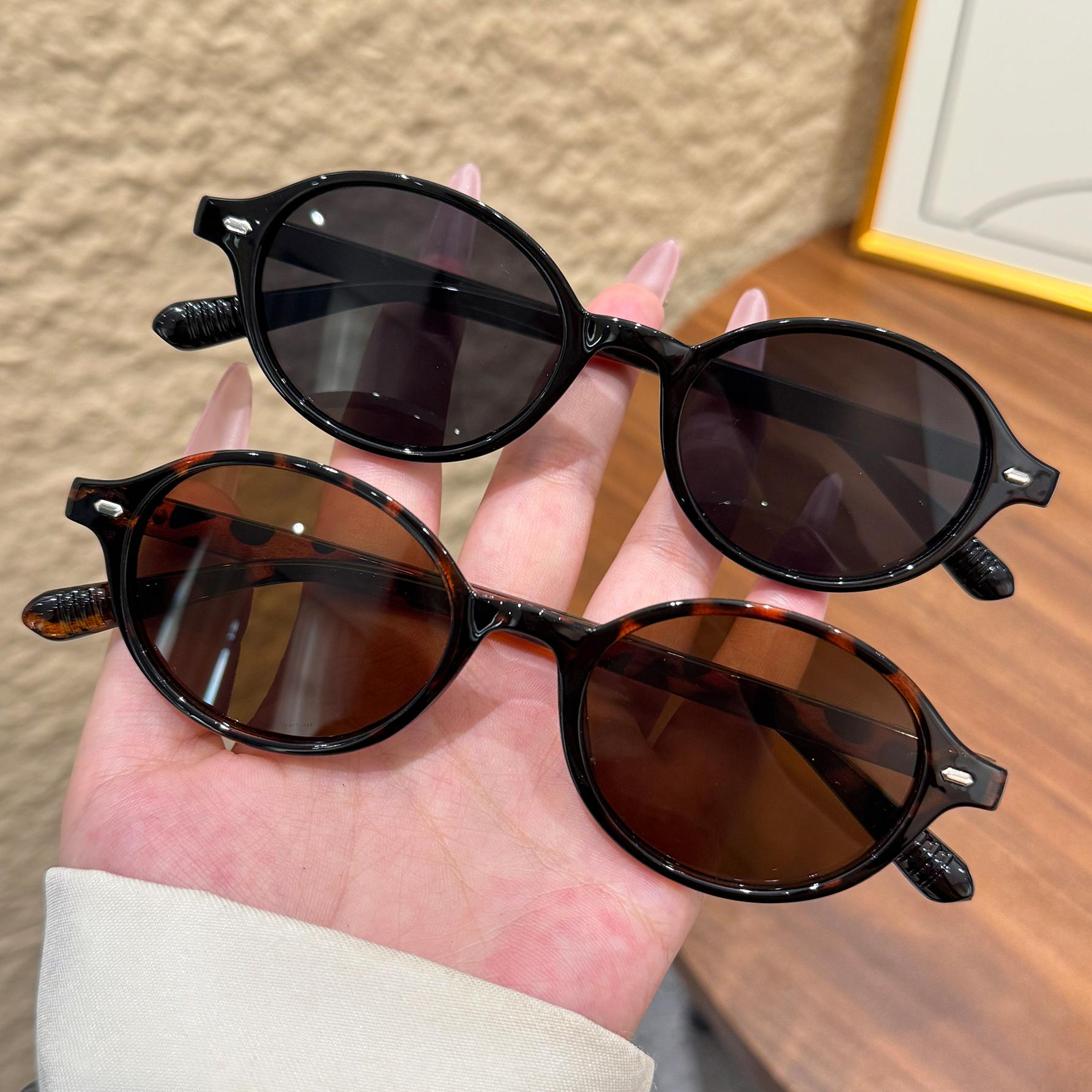 2Pcs New Retro Oval Sunglasses for Women, Luxury Brand Small Rectangular Sunglasses for Women, Small Oval Glasses