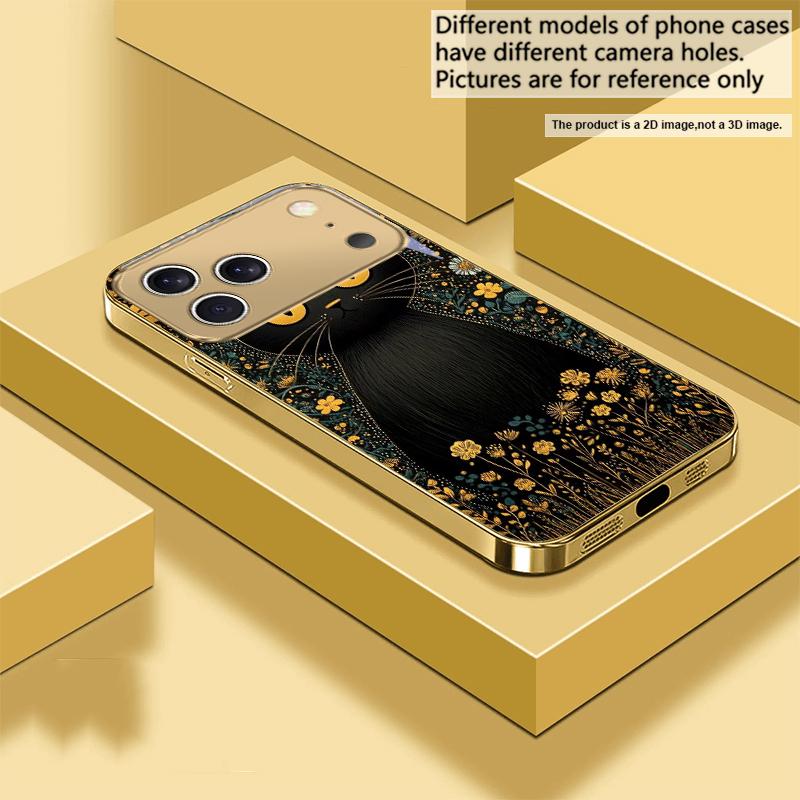 Round and bright eyes For IPhone 17Pro Max 16 17 Pro 15 Pro 14 13 Plus 12 Mini 11Pro Max XR 16E 17Air Golden glass phone case