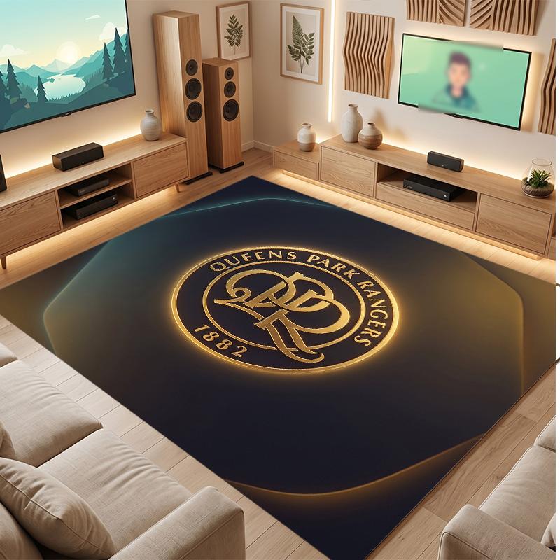 Queens Park Rangers Football Print Crystal Velvet Rug, Comfortable Water Absorbent Non Slip Indoor Floor Carpet