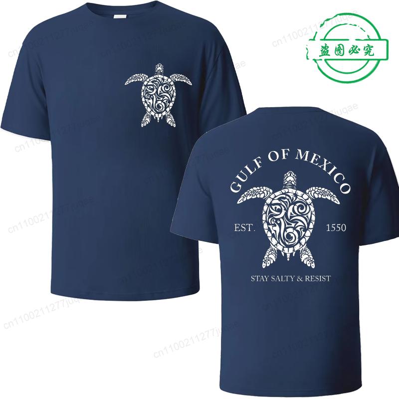 Gulf of Mexico Retro Turtle Shirt T-shirt Men Women Summer Loose Couple Short Sleeve Tops Harajuku Y2k Vintage Tee Fashion Top