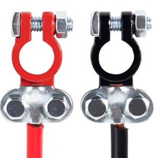 Battery Terminals Color Coded Set Top Post Connectors Clamps With Matching Anti Corrosion Felt Fiber Washers For Car Truck Vehicle Ship Boat Small