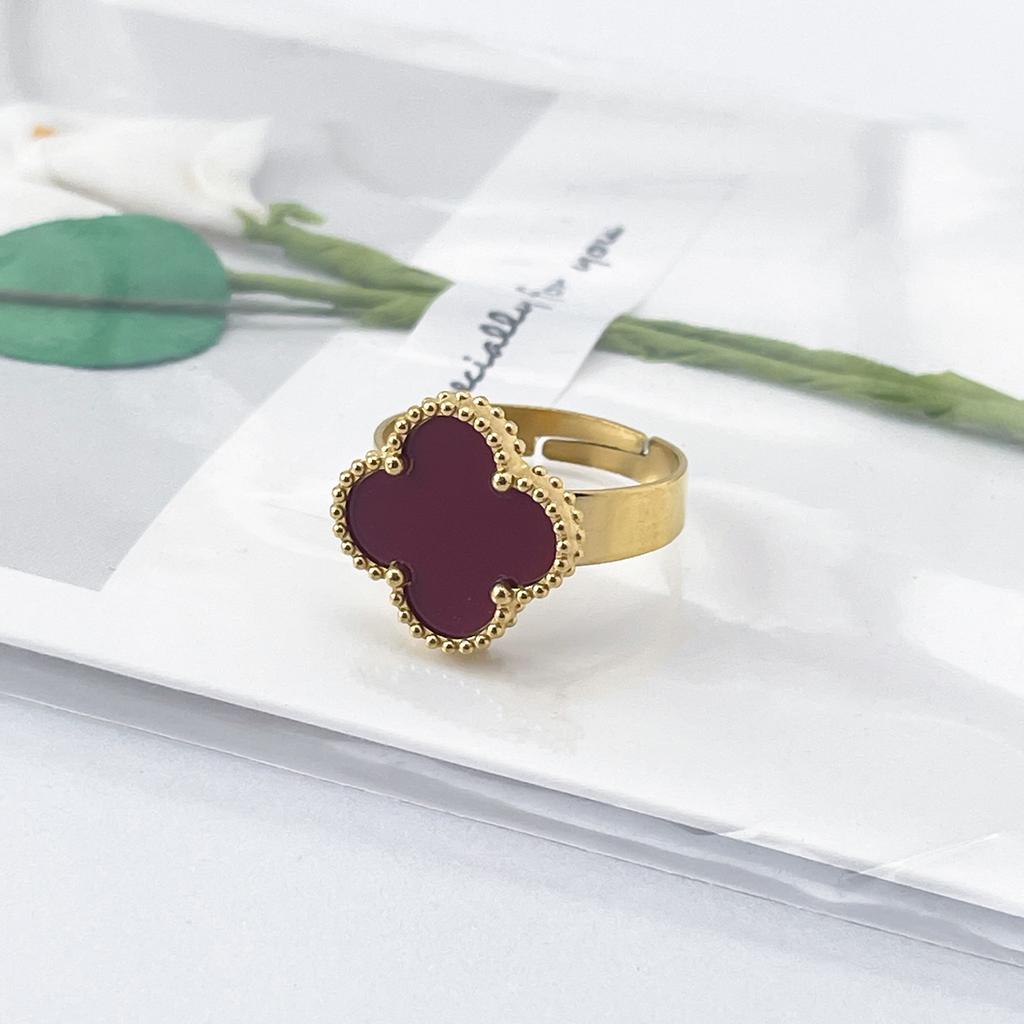 New 15mm Large Fashion Clover Ring Adjustable Opening Ring Simple Personalized Ring