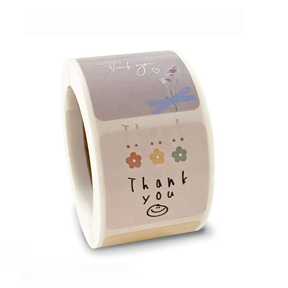 300Pcs/Roll Floral Thank You Sticker Cute Seal Sticker Durable Baking Envelope Label  Gifts Decor