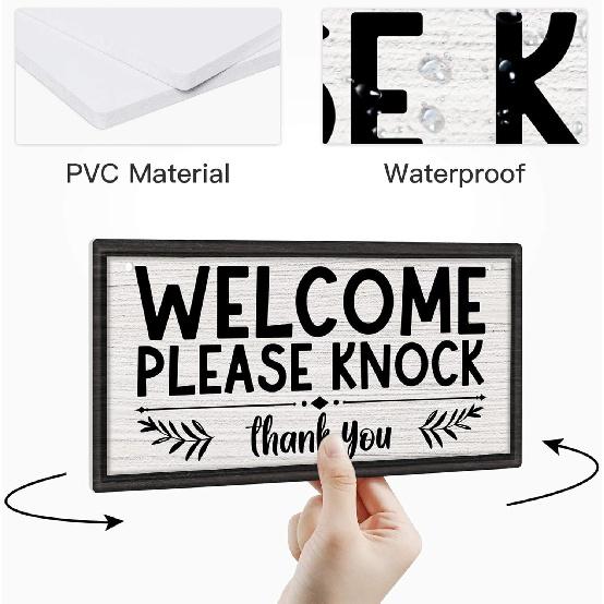 Putuo Decor Welcome Please Knock Office Door Signs, PVC Do Not Disturb Door Hanger Sign, Meeting In Progress Sign For Office Door Therapist