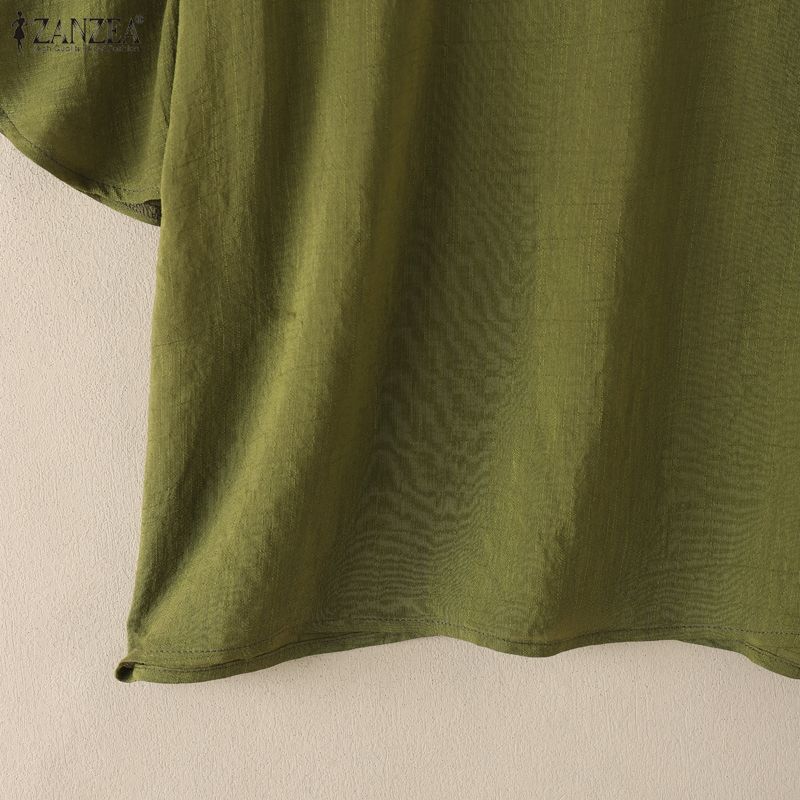 ZANZEA Blusa casual larga da donna con scollo quadrato, maniche corte e balze
