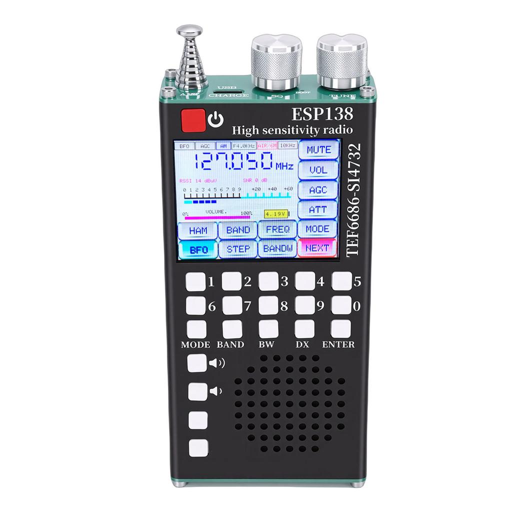 Full Band Radio FM LW MW SW Air SSB Band Dual Systems 2.4 Inch IPS Touchscreen Handheld Bluetooth Radio