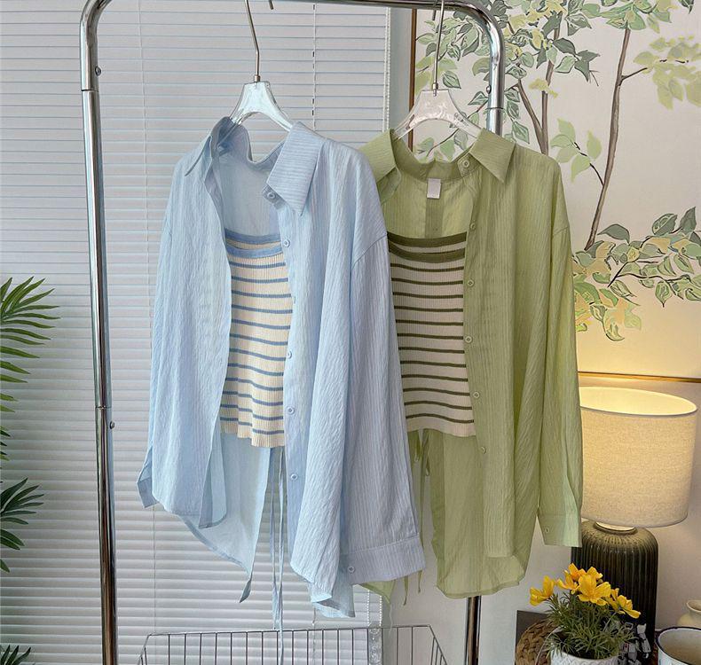 Women's Two-Piece Chiffon Sun Protection Shirt - Breathable, Versatile, and Trendy Summer Outerwear