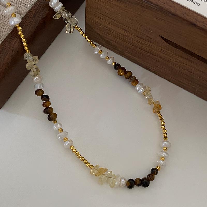 Baroque Pearl & Jade Beaded Clavicle Necklace: Vintage Crystal Sweater Chain for Women
