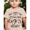 European size Summer Fashion Short-Sleeve T-Shirt for Boys with The Print 'NOT SORRY FOR STEALING Gigi'S HEART' Casual Top