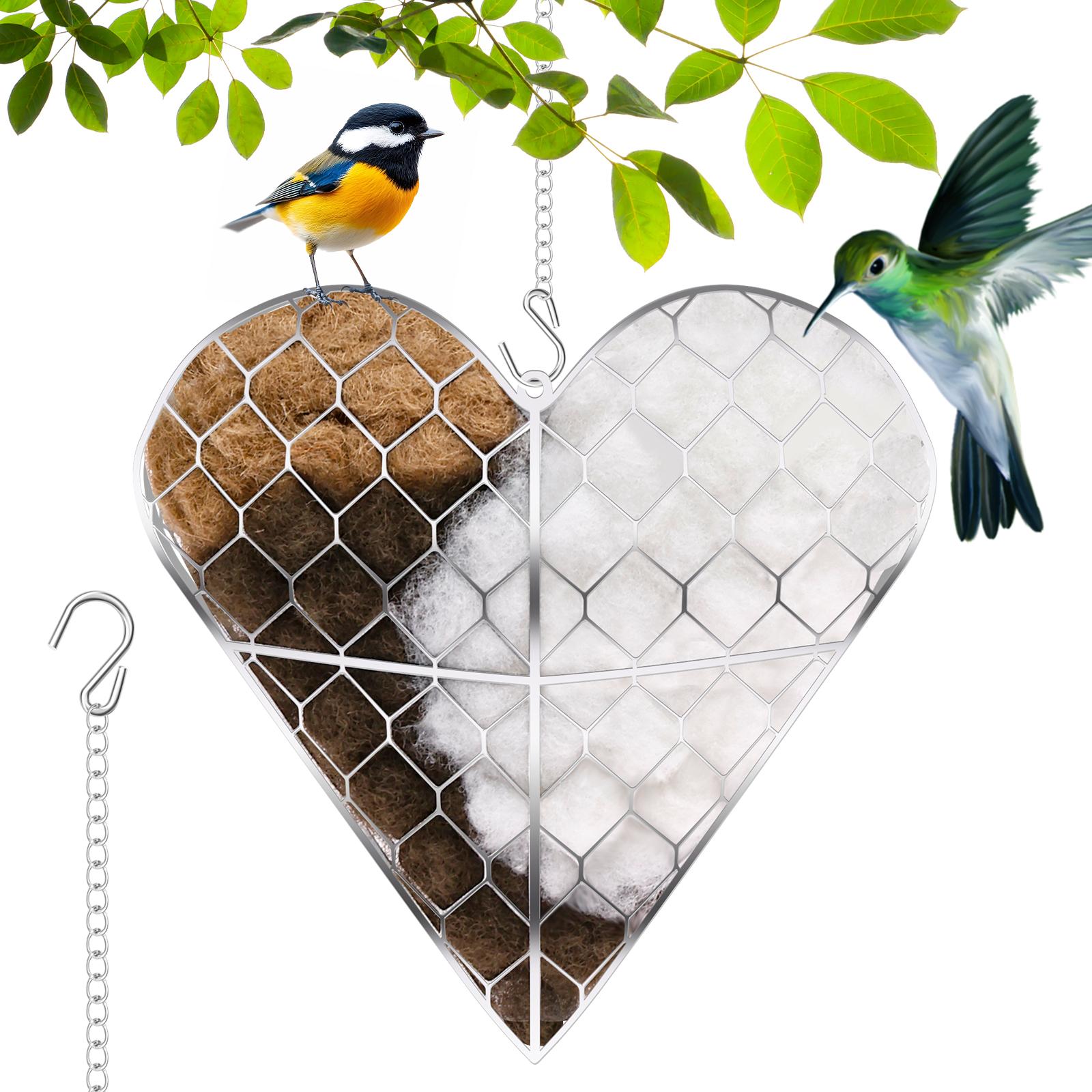 Nesting Heart Bird Nest Material Holder Refillable Nest Box for Outside Nester House Design Winter Tree Shelter