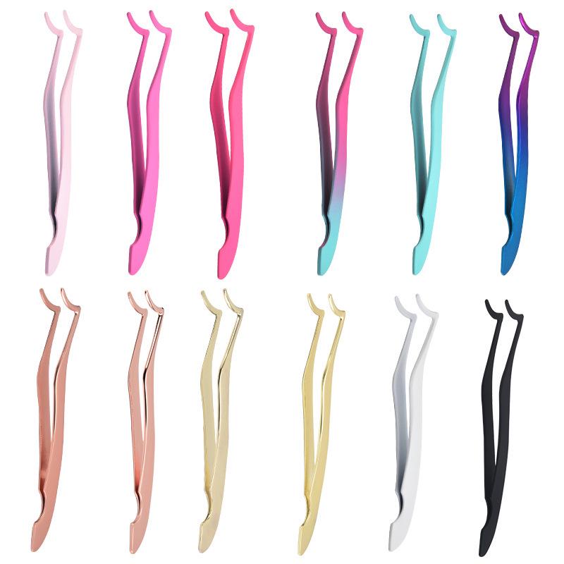 Multi-color Stainless Steel Eyelash Tweezers: New Style Round Head Safety Applicator Clamp