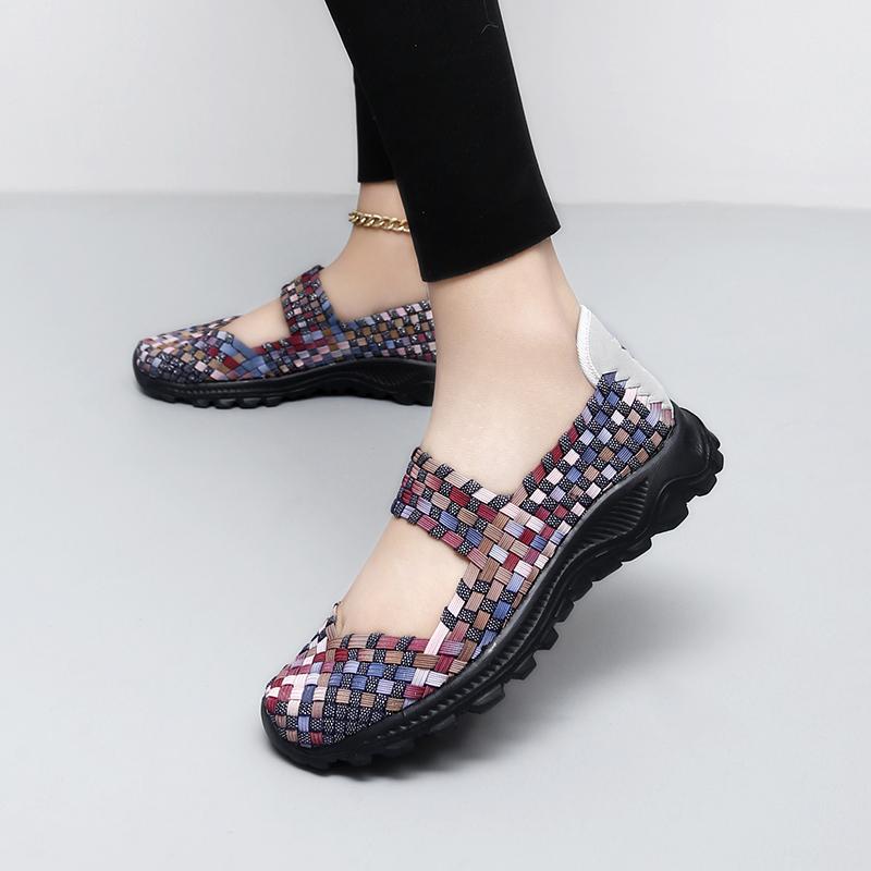 Summer Mary Jane Sandals Lady Handmade Braid Sandals Women Color Weave Girl Beach Shoes Plus Size