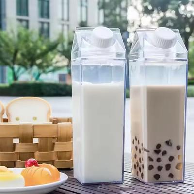 Transparent Milk Box Design Water Cup Korean Version Small Fresh Girl Heart Large Capacity Portable Bottles