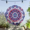 2D Spinning Metal Wind Chime Colorful Hanging Decor for Garden Window Yard Outdoor Decoration Rotating Mandala Art Wind Spinner