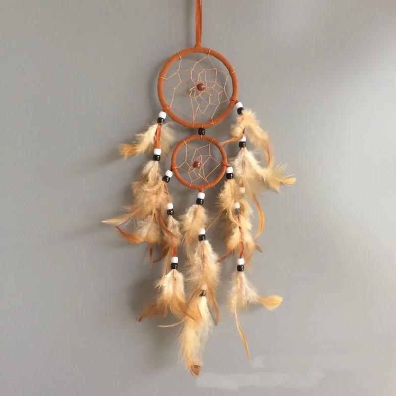 Vintage Home Decoration Retro Feather Dream Catcher Circular Feathers Wall Hanging Dreamcatchers Decor for Car
