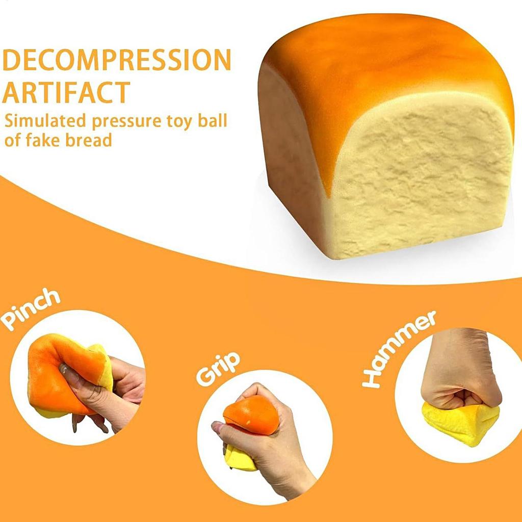 1PC Bread Squeeze Toy Stress Relief Squeeze Toy Soft Slow Rise Bread with Realistic Texture Satisfying Squishys Toy for Anxiety