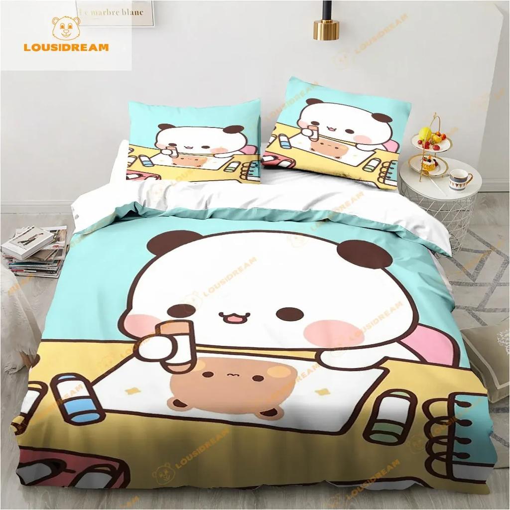 Bubu Dudu Cartoon Cute Bear Kawaii Christmas Gift King Twin Double Child Bedding Set Microfiber or Polyester Duvet Cover Set