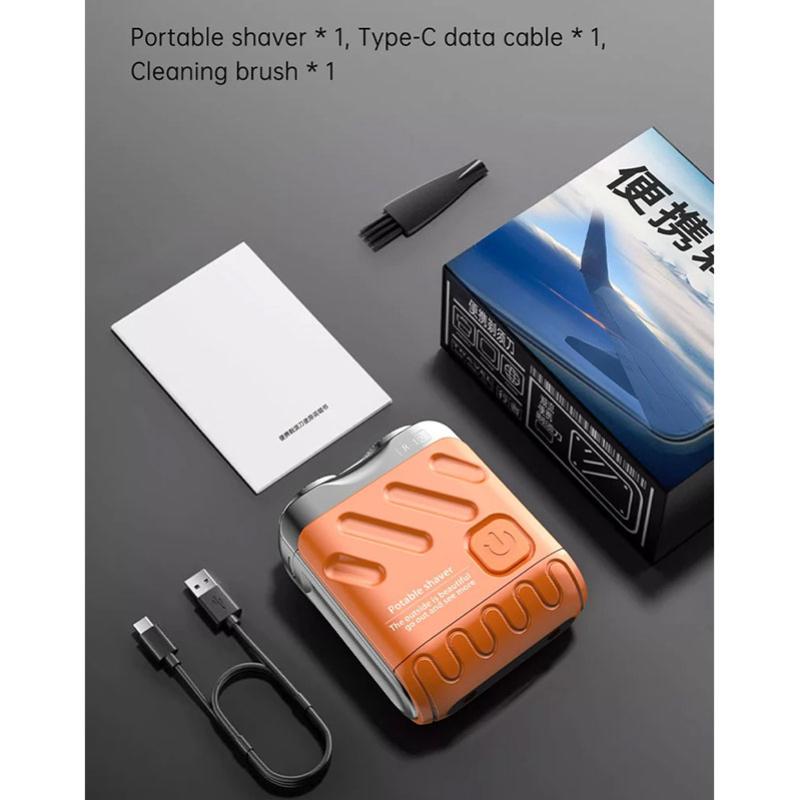 Męska Mini Golarka Elektryczna Podwójna Głowica Wodoodporna Typ-C Akumulatorowa Golarka Podróżna Golarka Rotacyjna Przenośne Narzędzie do Trymerowania Włosów i Brody