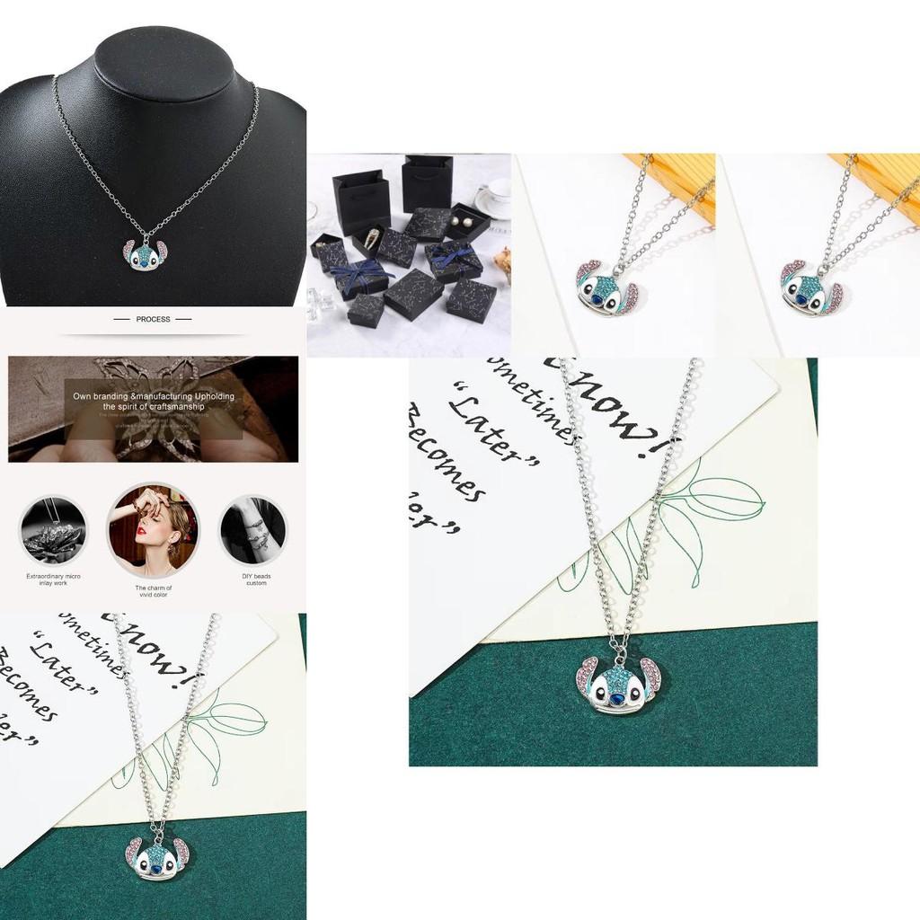 Adorable Cartoon Stitch Rhinestone Pendant Necklace For Fashionable Holiday Gift