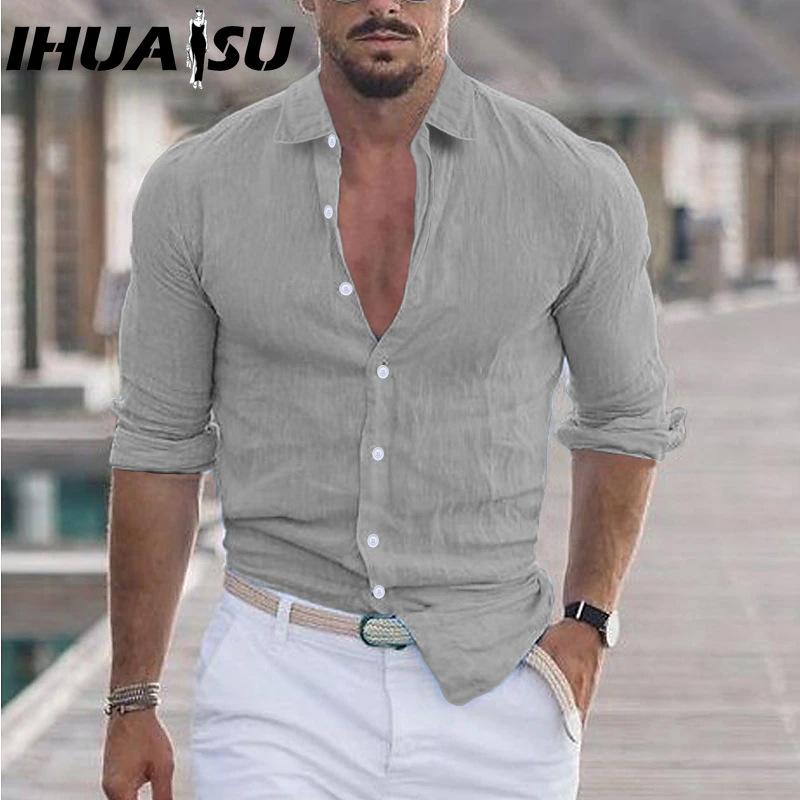 IHUASU Baumwolle Langarm T-Shirt Herrenmode Lockeres Shirt Bedrucktes Mitfühlendes Shirt