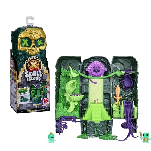 Treasure X Lost Lands Skull Island Swamp Tower Micro Playset, 15 Level Adventures! Survive the traps and discover two micro-sized action figures. Will