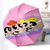 Powerpuff Girls Automatic Opening/Closing Umbrella - Portable 3-Fold Design with 8-Bone Iron Frame, Perfect Gift for Fans and Travelers01041