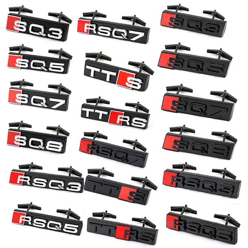 ABS Car Styling Front Grille Emblem Badge for A SQ3 SQ5 SQ7 SQ8 RSQ3 RSQ5 RSQ7 TTS TTRS Black Logo Auto Retrofit Accessories