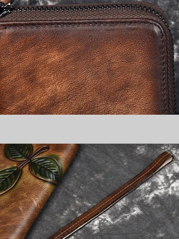 Johnature Vintage Leisure Wallet Card Holder Genuine Leather Long Women Wallets First Layer Cowhide Phone Purses