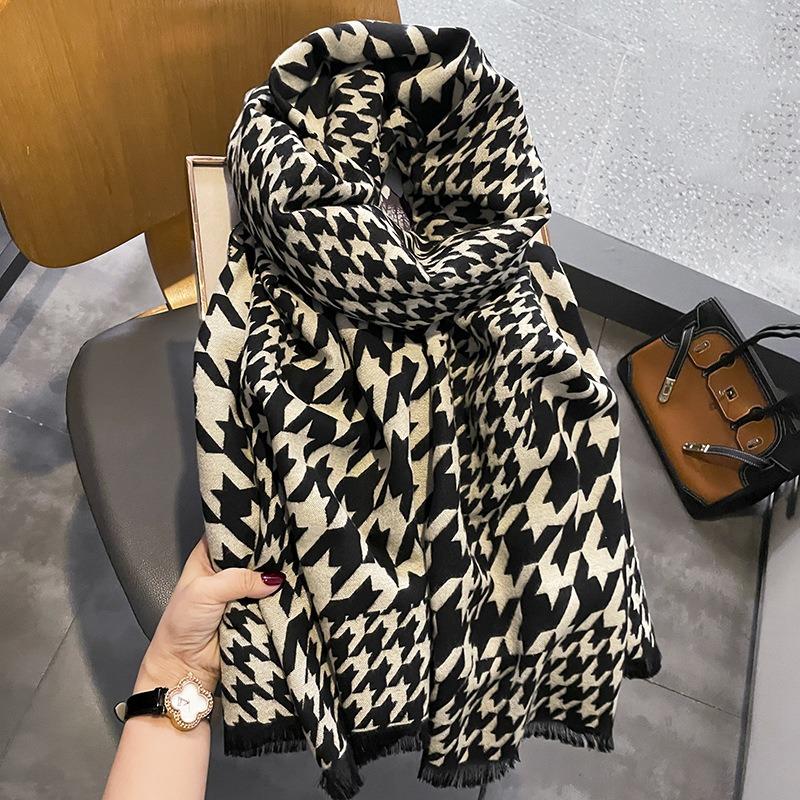 Winter warm couple imitation cashmere scarf new versatile thickened cold-proof fringed scarf women