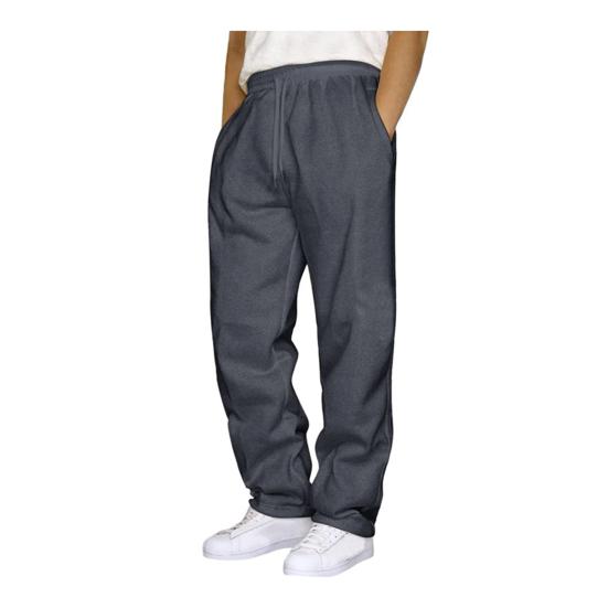 Unisex İlkbahar Sonbahar Pantolon Yan Cepli Elastik Bel Düz Geniş Paça Eşofman Pantolonu Düz Renk Bol Sokak Stili Spor Pantolonu