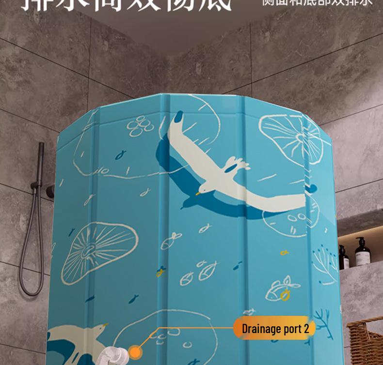 Portable Adult & Child Folding Bathtub: Full-Body Sit-In Bath Basin for Home Use
