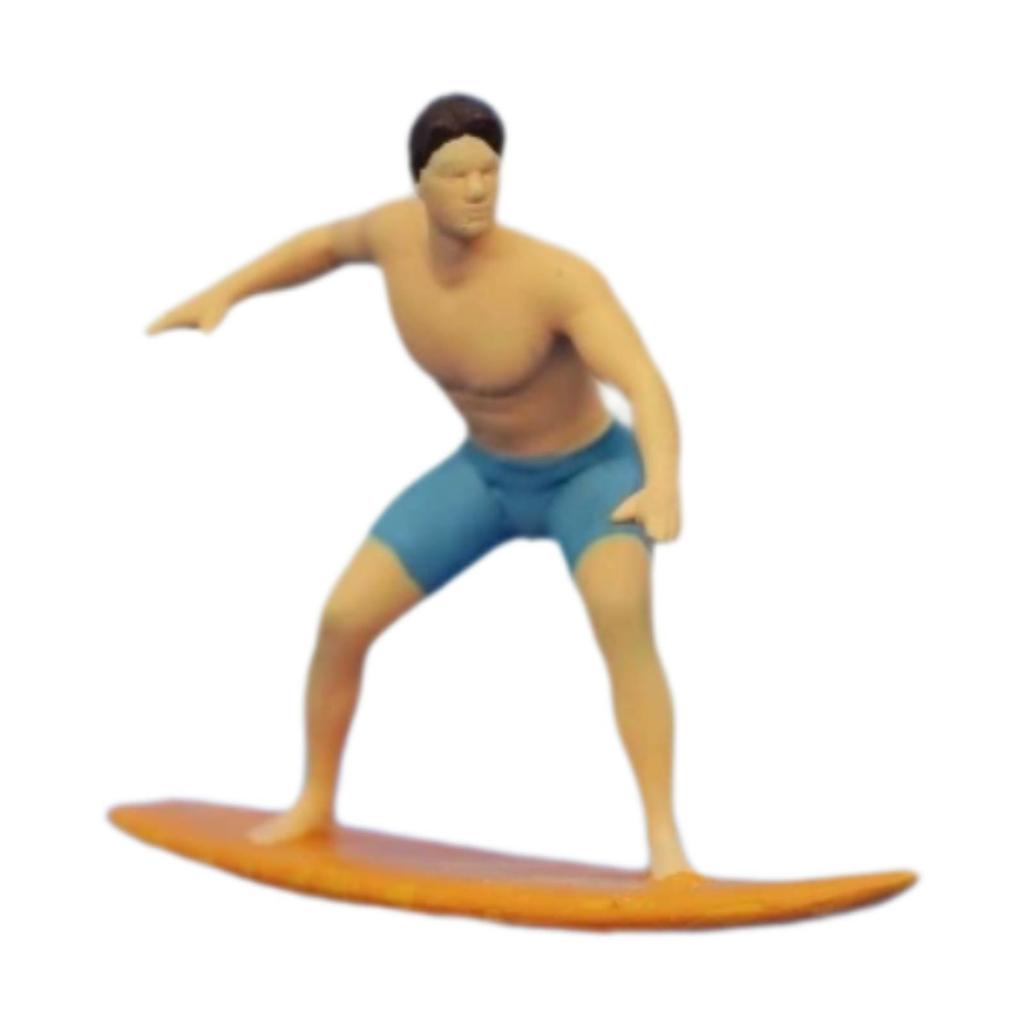 1/64 Miniature Surfing Figure Scene Figurine Decorative Painted Sports Theme Collectibles