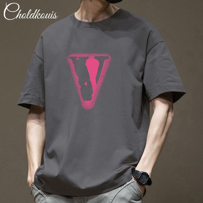 Trendy Brand Heavy-duty Pure Cotton Short Sleeved T-shirt for Men's Summer New Style Trendy Loose Half Sleeved Men's Round Neck Top
