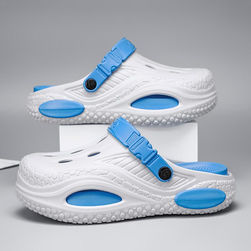 New Summertime Mens Slide Shoes Eva Hole Mens Mules Anti-Skid Slide Shoes Thick Soft Platform Slide Stylish Plush Comfort Mens Sandal Shoes Shoe