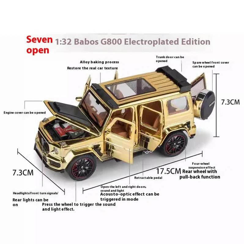 1/32 Scale Benz G800 Electroplated Version Alloy Car Diecast Metal Model Collect Hobby Model Ornaments Kids Toys Present for Children