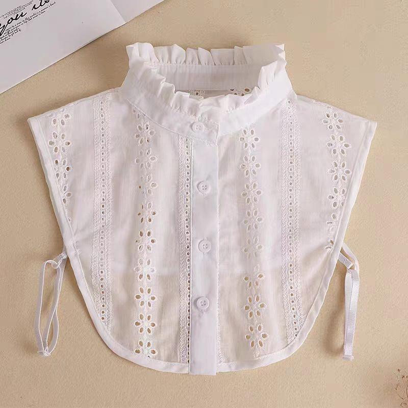 

Белый полый цветочный ложный воротник Женские съемные воротники Лацкан Рубашка Белый ложный воротник Половина рубашки Женские аксессуары Декор для шеи