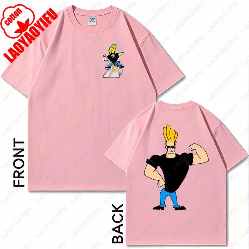 Johnny Bravo Cartoon Character Graphic TShirt Casual Cotton Unisex Women Fun Fashion Tees Brother Friend Couple All Match Gift Tops
