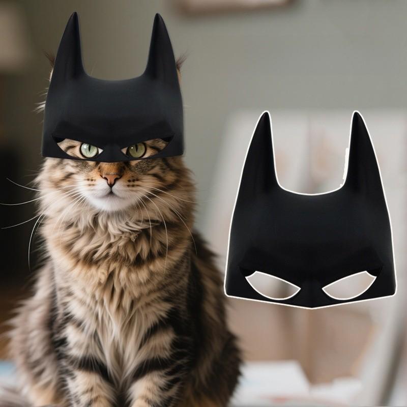 Maschera per Gatto Cartone Animato di Batman con Artigianato in Plastica Fai da Te per Halloween e Festa di Metà Autunno