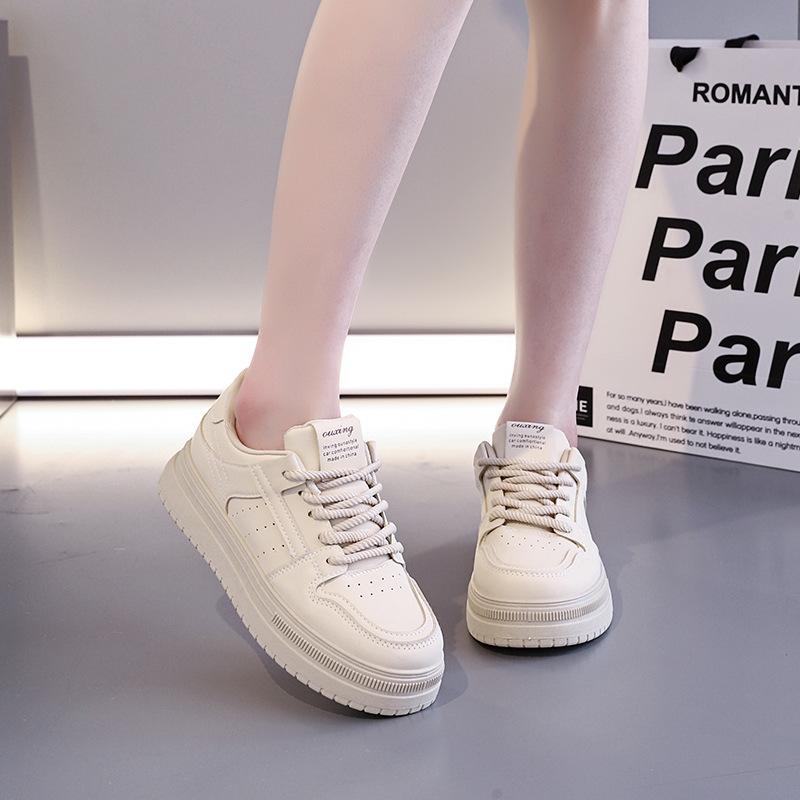 2025 Spring Little White Shoes New Korean Version Ins Female Students Platform Heightening Sports Board Shoes Casual Street Shot G7612