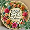 Vintage Bless This Home Round Metal Wall Art Decor for Club Room