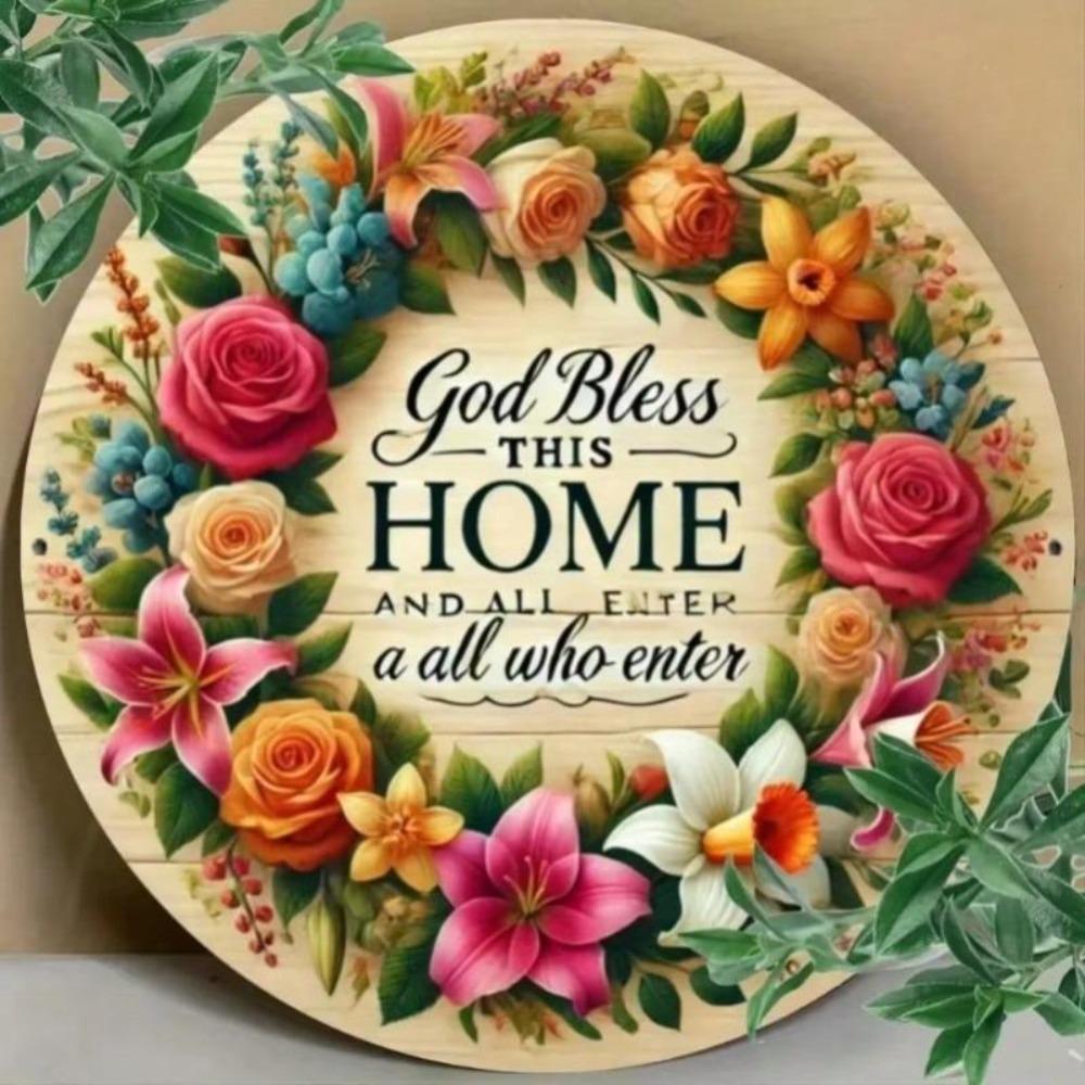 Vintage Bless This Home Round Metal Wall Art Decor for Club Room